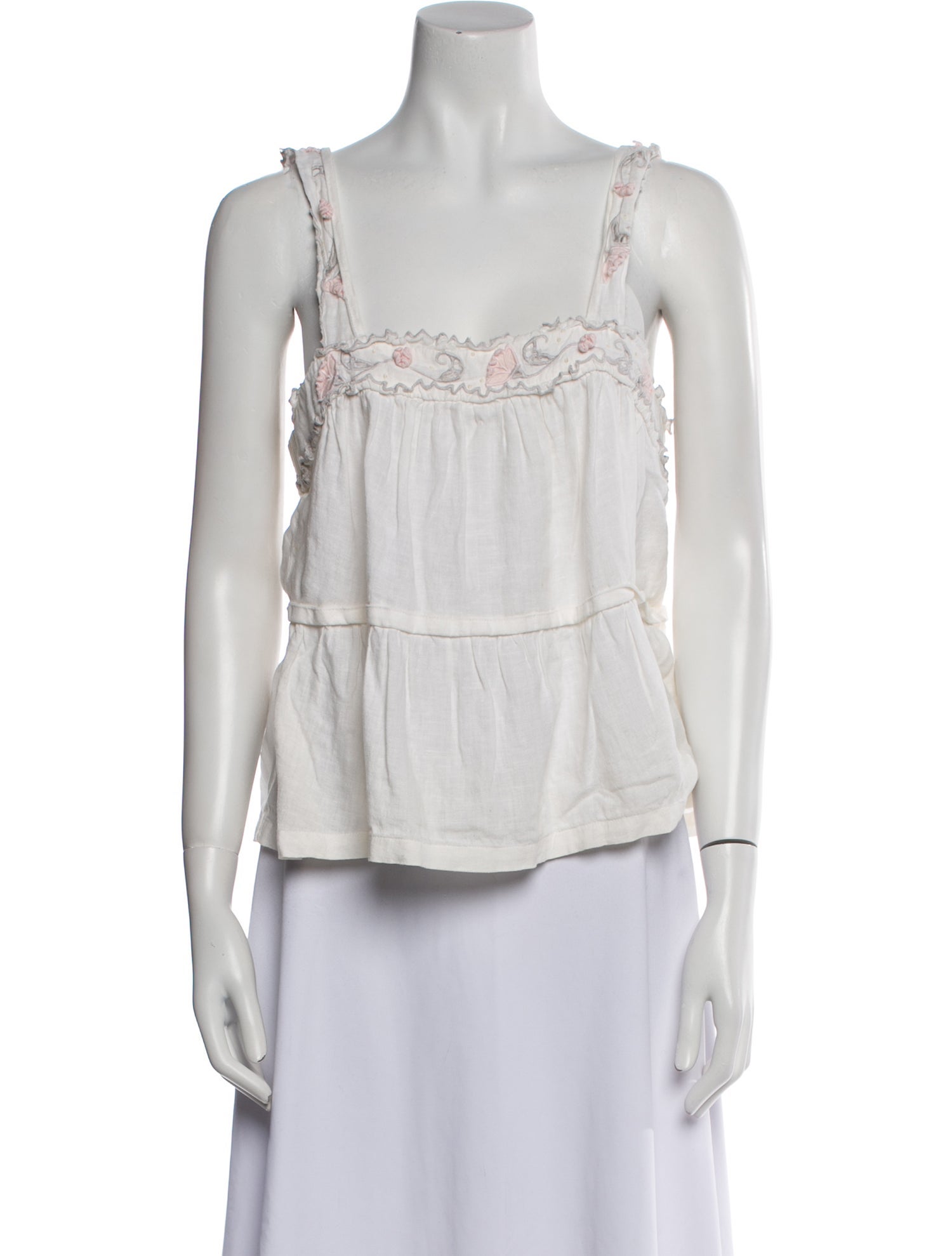 La Vie Rebecca Taylor Linen Square Neckline Top