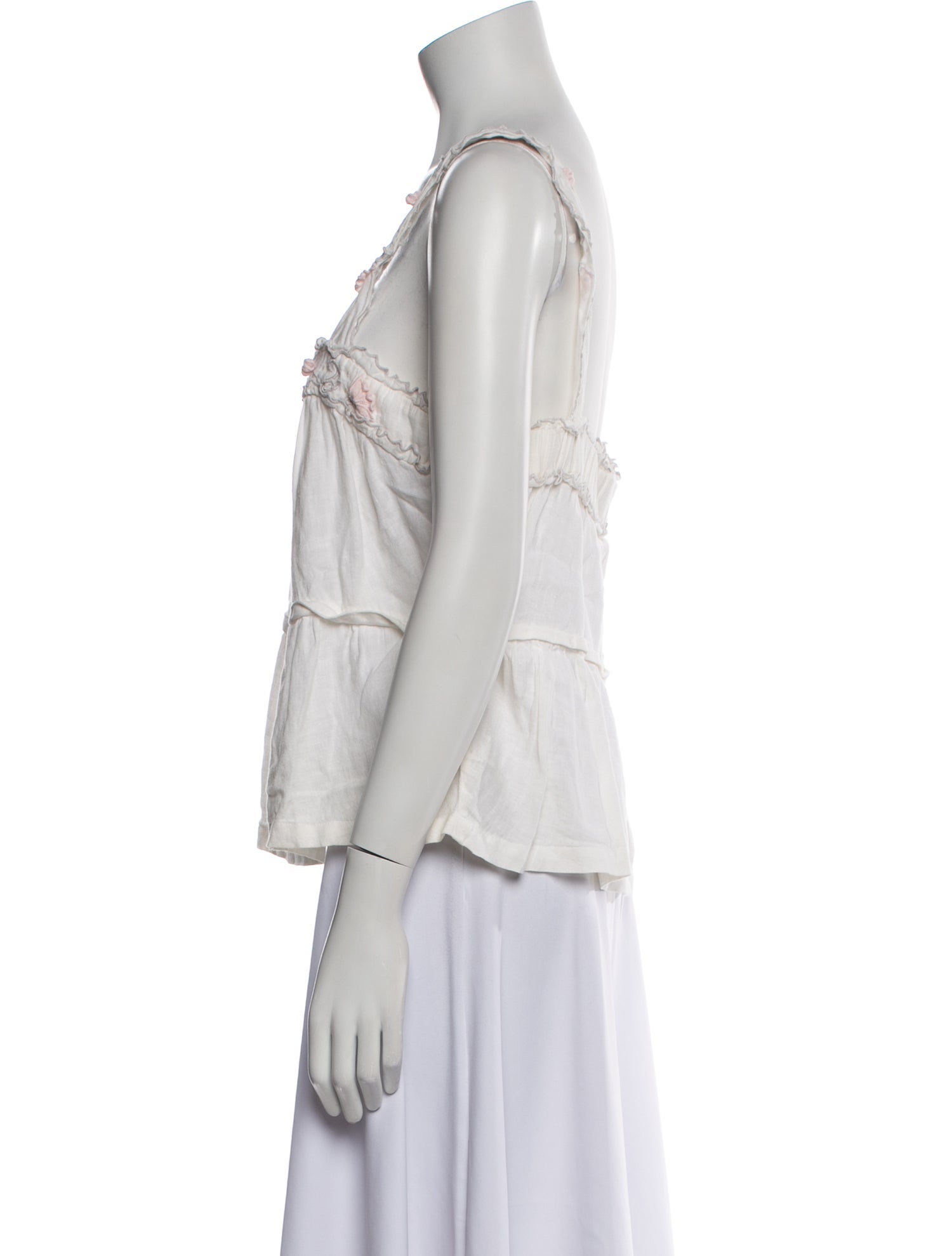 La Vie Rebecca Taylor Linen Square Neckline Top