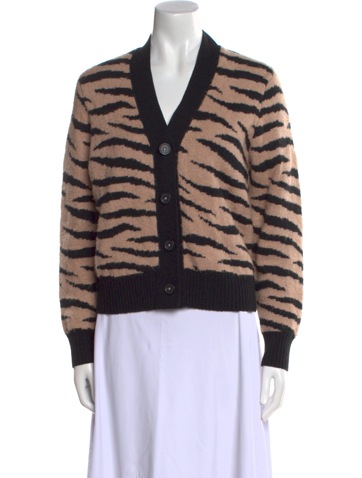 La Vie Rebecca Taylor Animal Print V-Neck Sweater