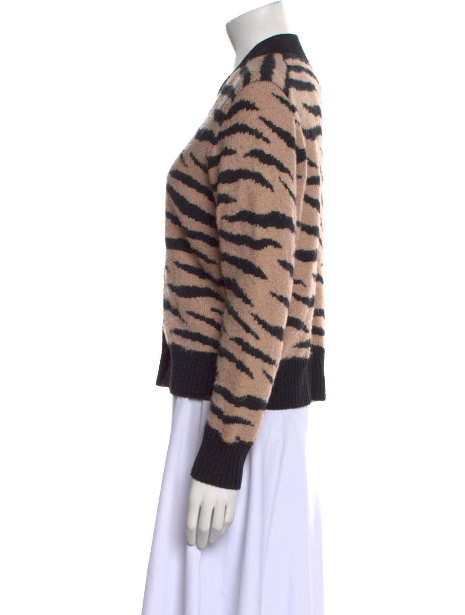 La Vie Rebecca Taylor Animal Print V-Neck Sweater