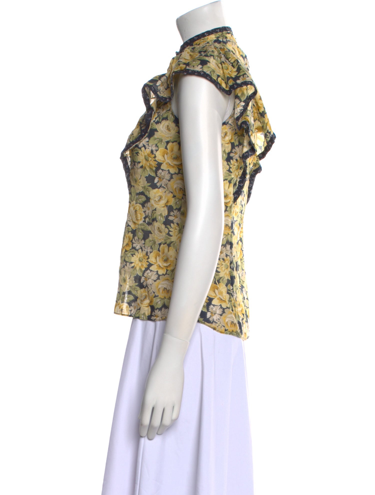 La Vie Rebecca Taylor Floral Print Mock Neck Button-Up Top w/ Tags
