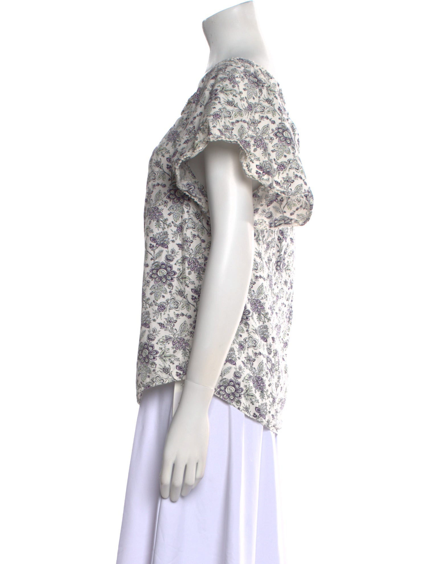 La Vie Rebecca Taylor Floral Print Scoop Neck Button-Up Top w/ Tags