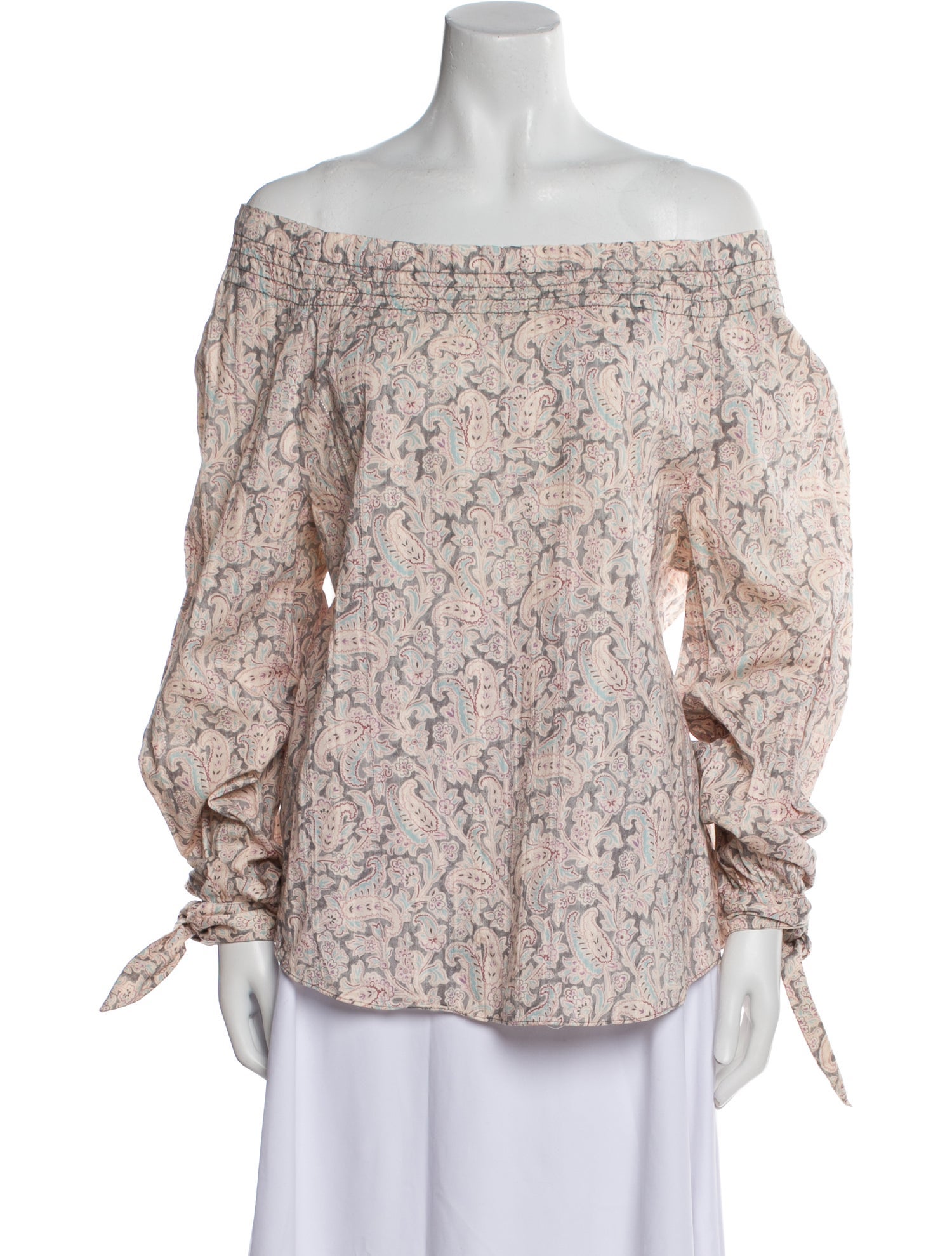 La Vie Rebecca Taylor Paisley Print Off-The-Shoulder Blouse