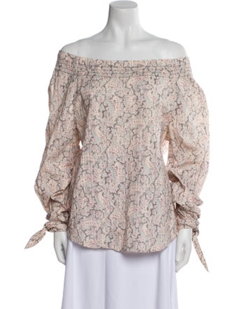La Vie Rebecca Taylor Paisley Print Off-The-Shoulder Blouse