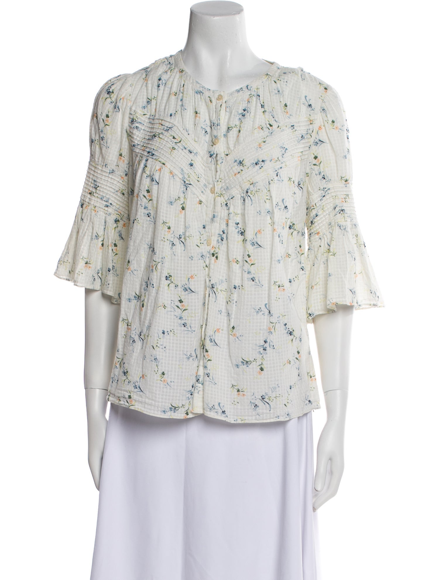 La Vie Rebecca Taylor Floral Print Crew Neck Blouse w/ Tags