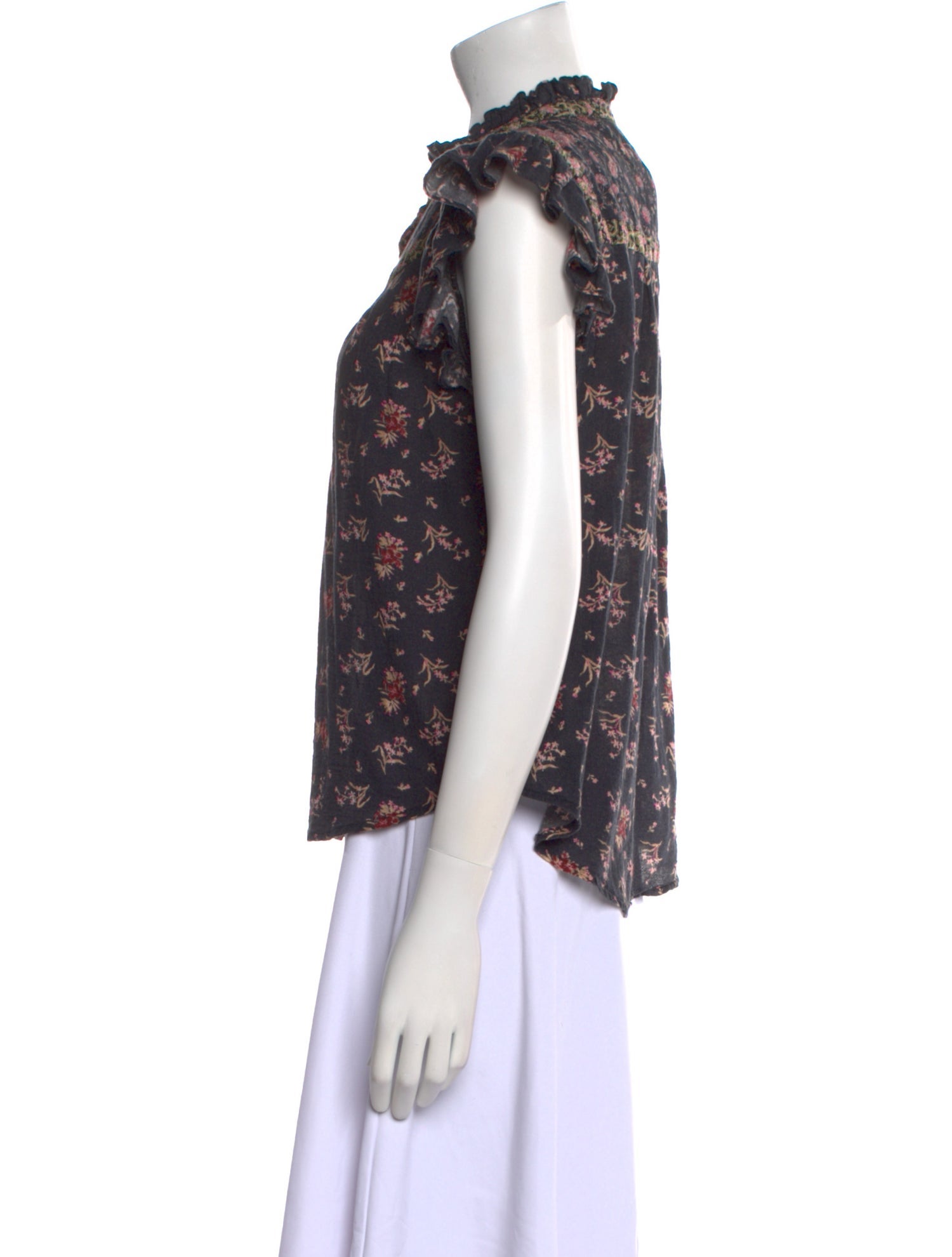 La Vie Rebecca Taylor Floral Print Mock Neck Blouse