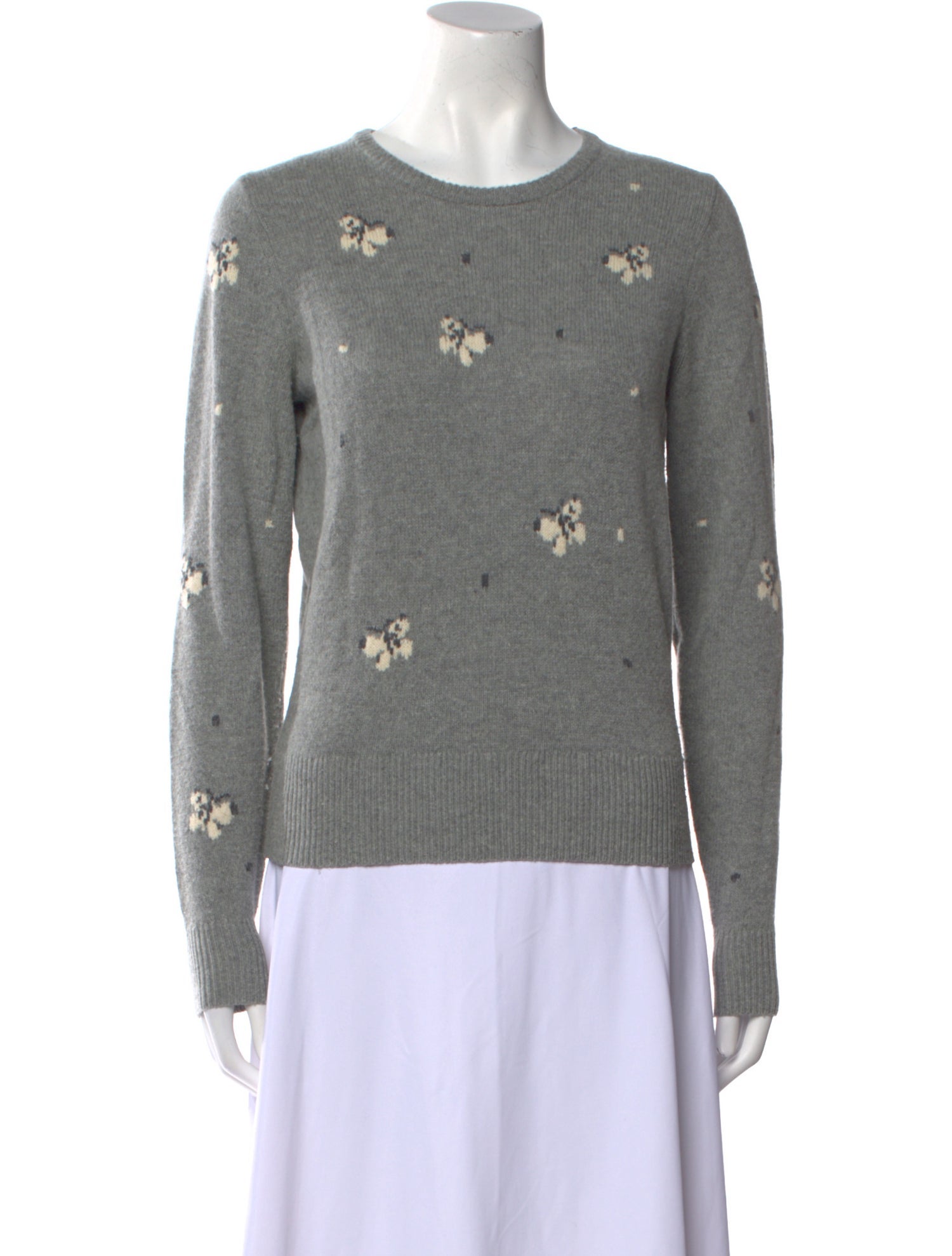 La Vie Rebecca Taylor Floral Print Crew Neck Sweater