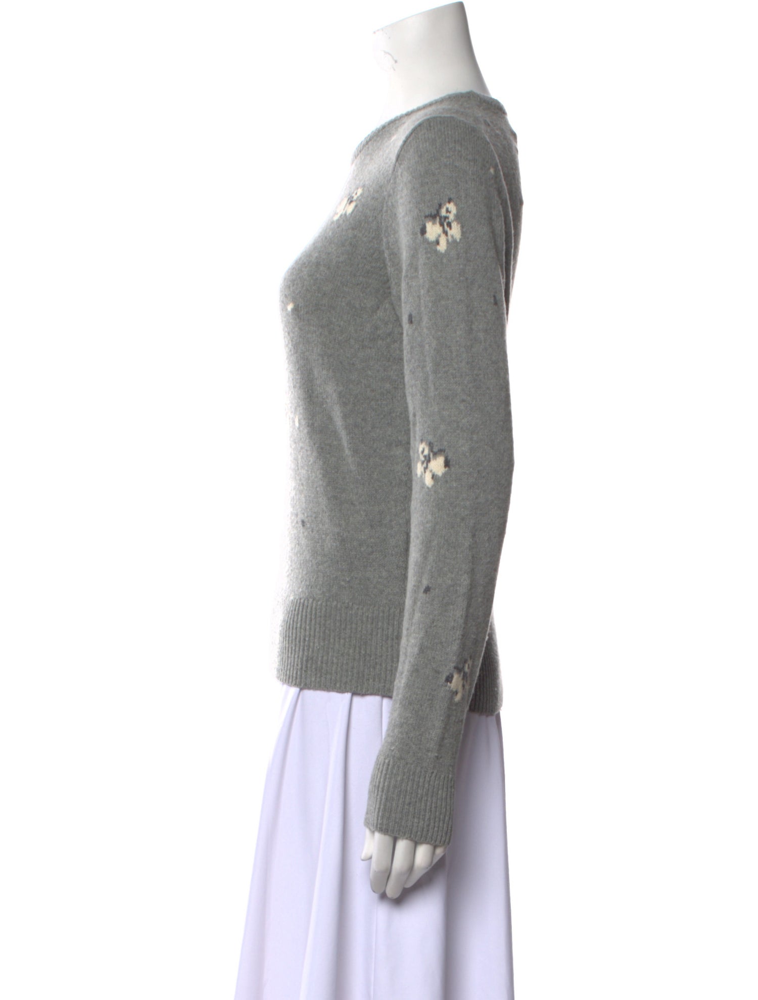 La Vie Rebecca Taylor Floral Print Crew Neck Sweater