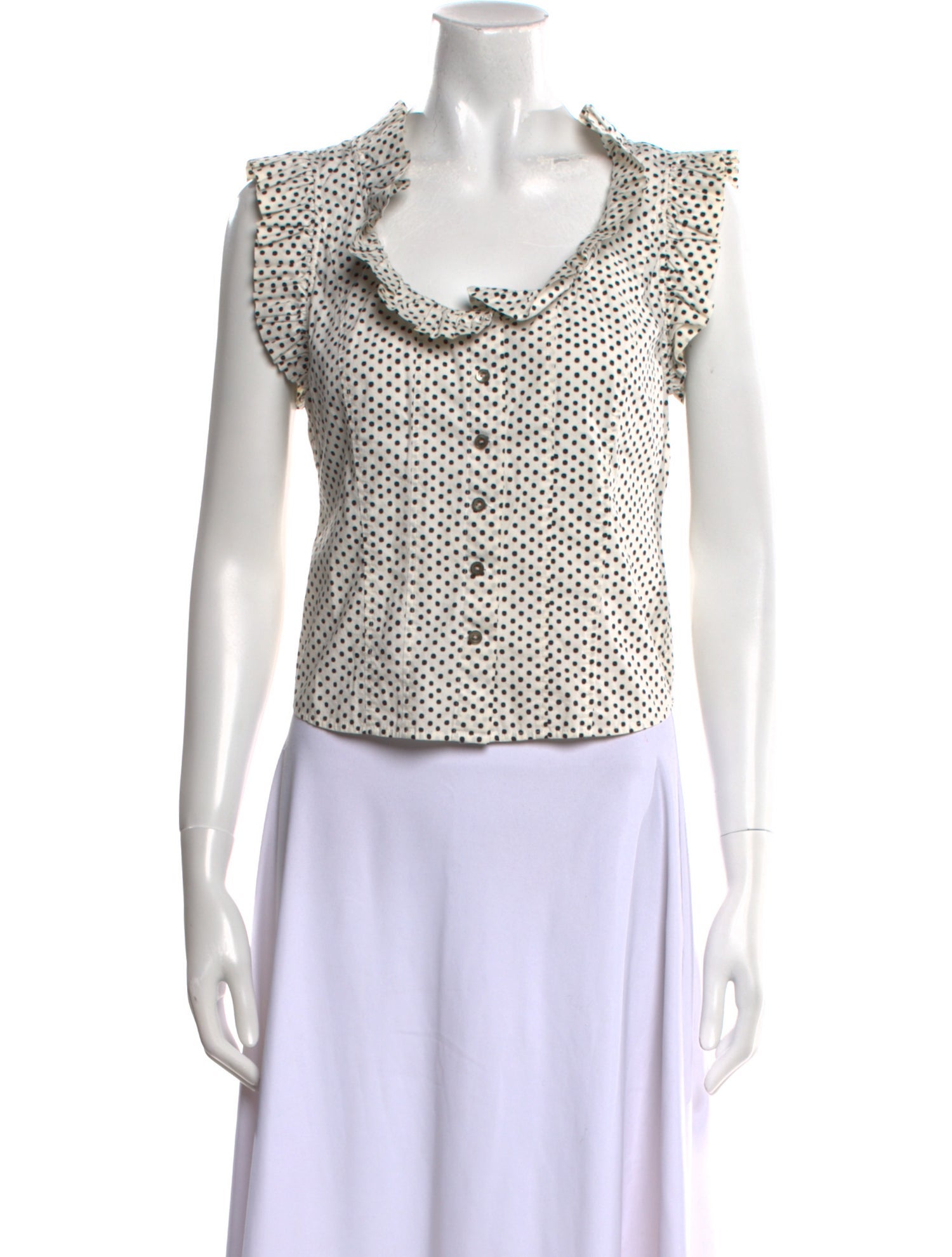 La Vie Rebecca Taylor Polka Dot Print Cowl Neck Crop Top