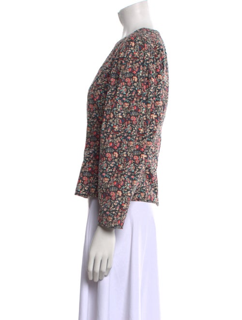 La Vie Rebecca Taylor Floral Print V-Neck Blouse