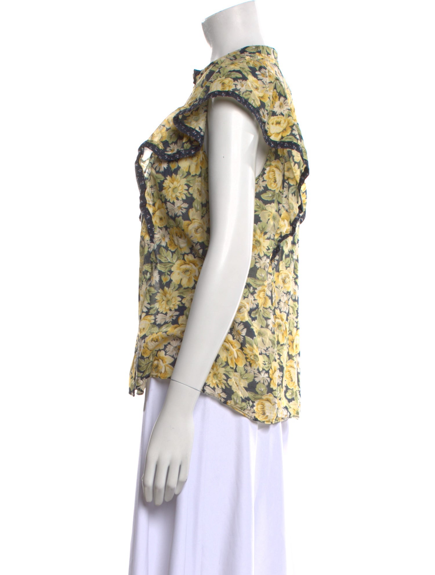 La Vie Rebecca Taylor Floral Print Crew Neck Blouse