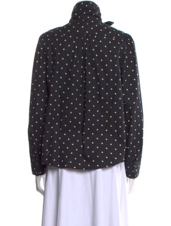 La Vie Rebecca Taylor Polka Dot Print Mock Neck Button-Up Top