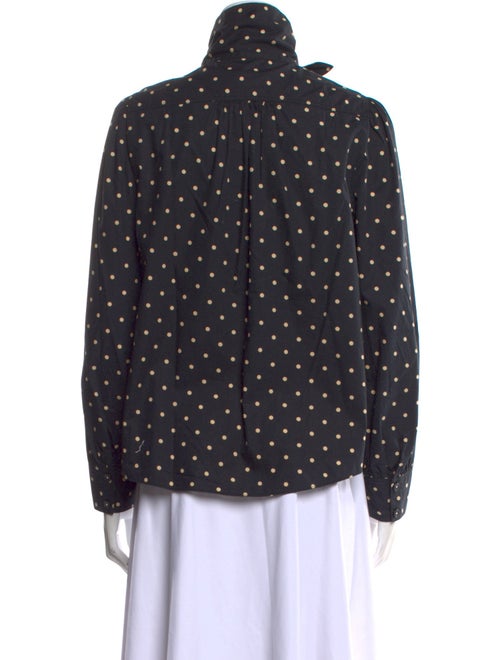 La Vie Rebecca Taylor Polka Dot Print Mock Neck Button-Up Top
