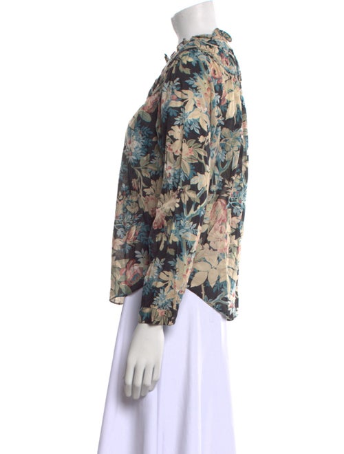 La Vie Rebecca Taylor Floral Print Mock Neck Blouse