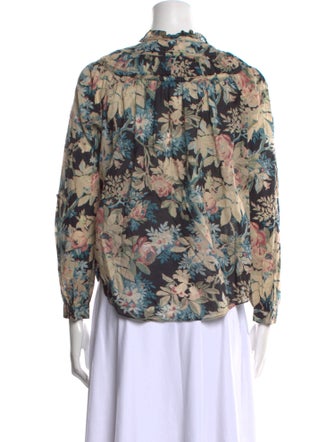 La Vie Rebecca Taylor Floral Print Mock Neck Blouse