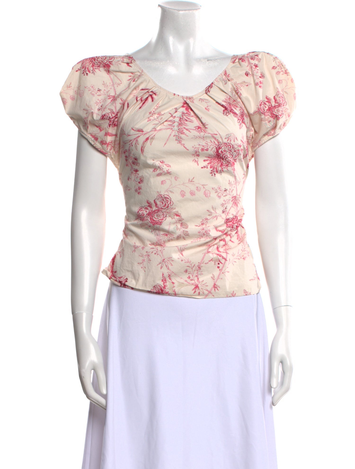 La Vie Rebecca Taylor Floral Print V-Neck Blouse