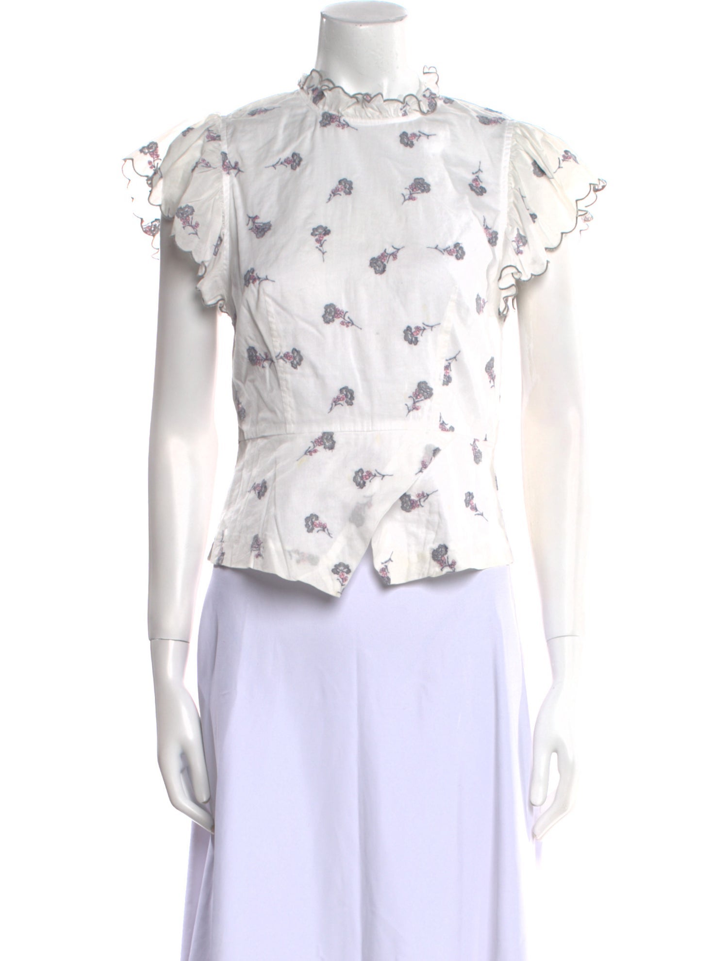 La Vie Rebecca Taylor Mock Neck Short Sleeve Blouse