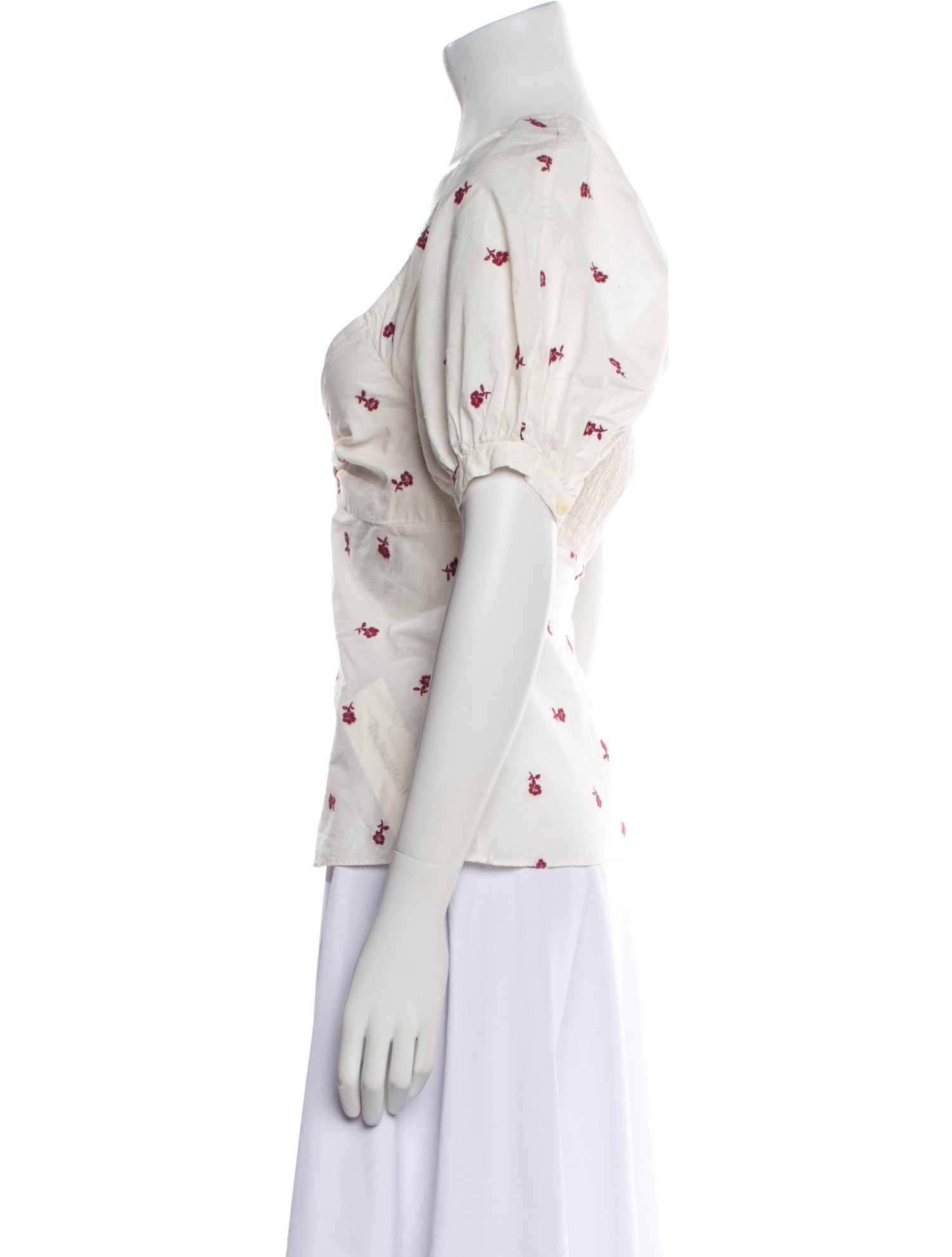 La Vie Rebecca Taylor Printed V-Neck Button-Up Top