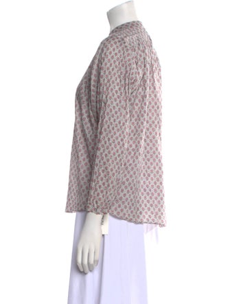 La Vie Rebecca Taylor Printed Mock Neck Blouse