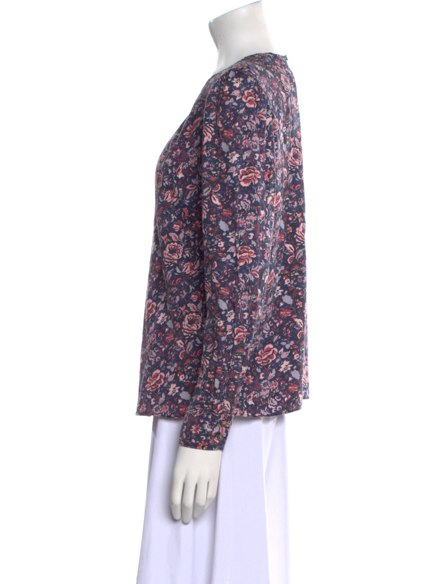 La Vie Rebecca Taylor Floral Print Tie Neck Blouse