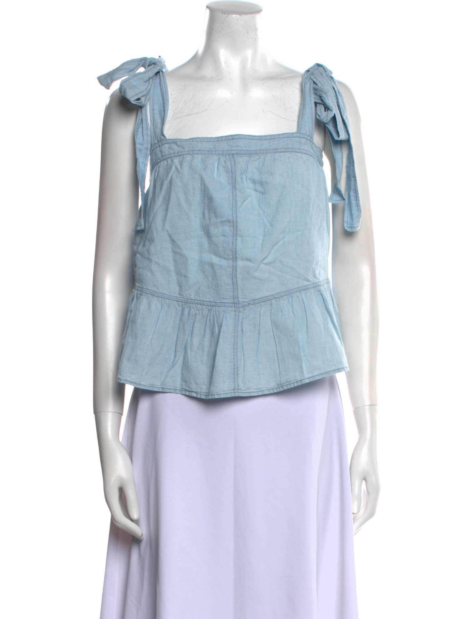 La Vie Rebecca Taylor Square Neckline Sleeveless Crop Top