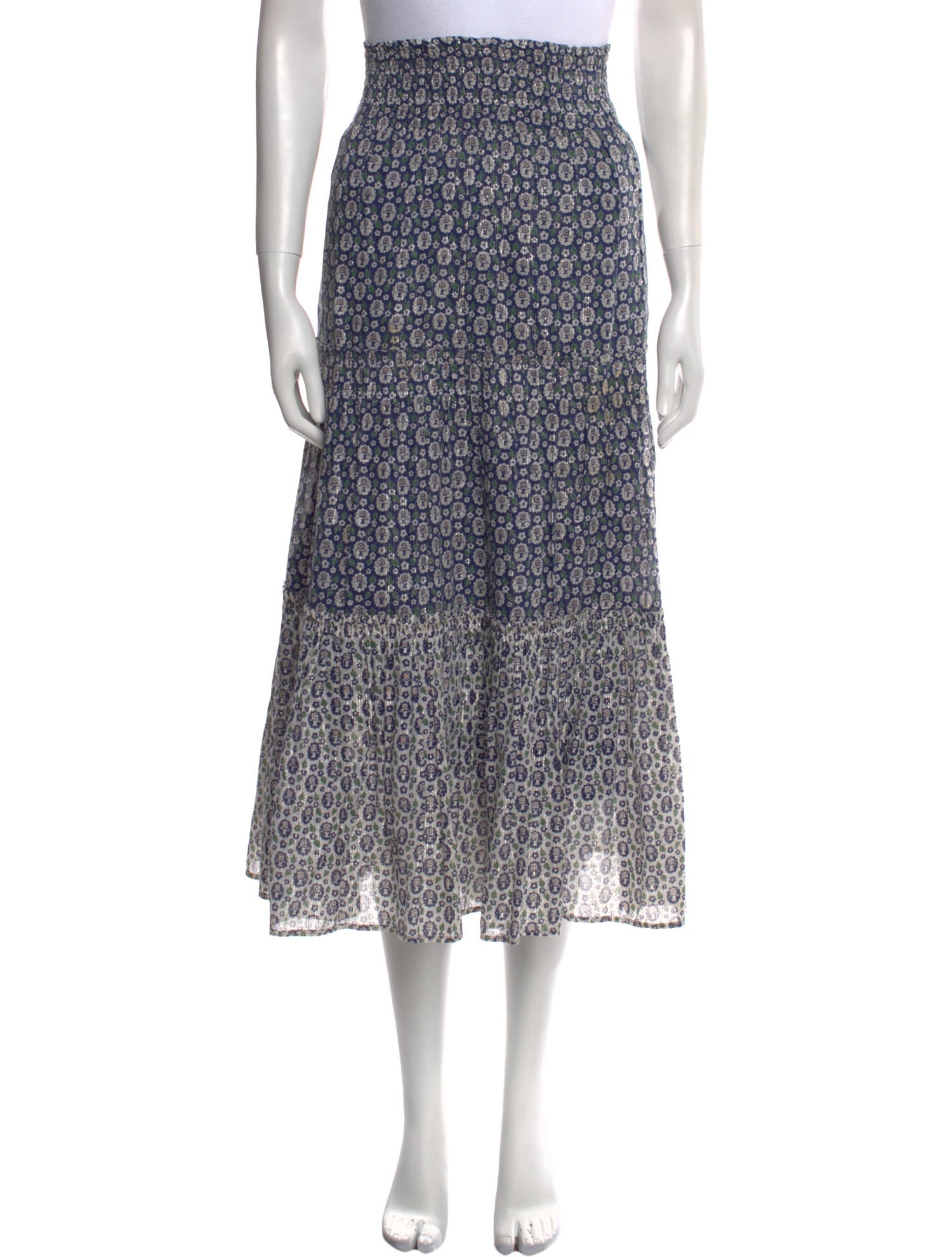 La Vie Rebecca Taylor Floral Print Midi Length Skirt