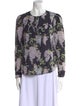 La Vie Rebecca Taylor Floral Print Crew Neck Blouse