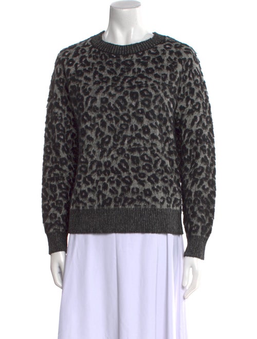 La Vie Rebecca Taylor Animal Print Crew Neck Sweater