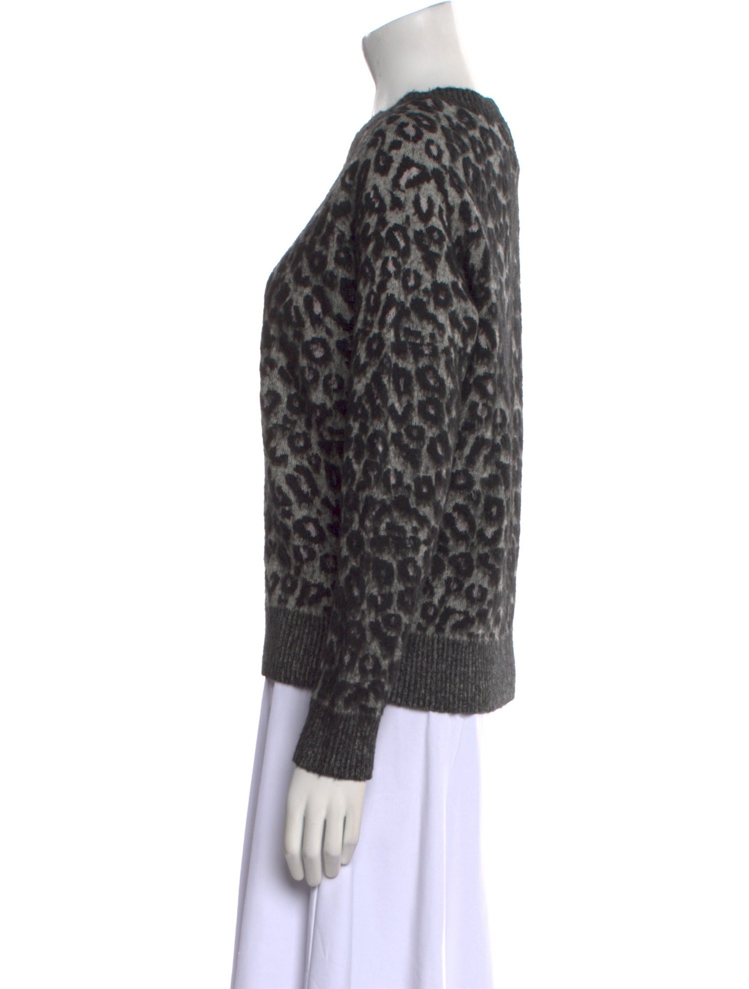 La Vie Rebecca Taylor Animal Print Crew Neck Sweater