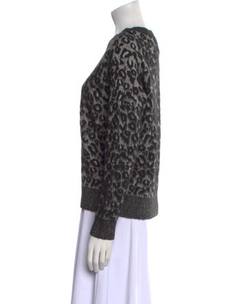 La Vie Rebecca Taylor Animal Print Crew Neck Sweater