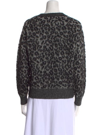 La Vie Rebecca Taylor Animal Print Crew Neck Sweater