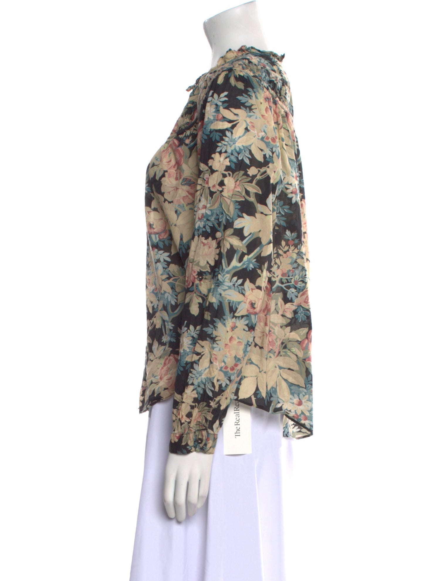 La Vie Rebecca Taylor Floral Print Mock Neck Blouse