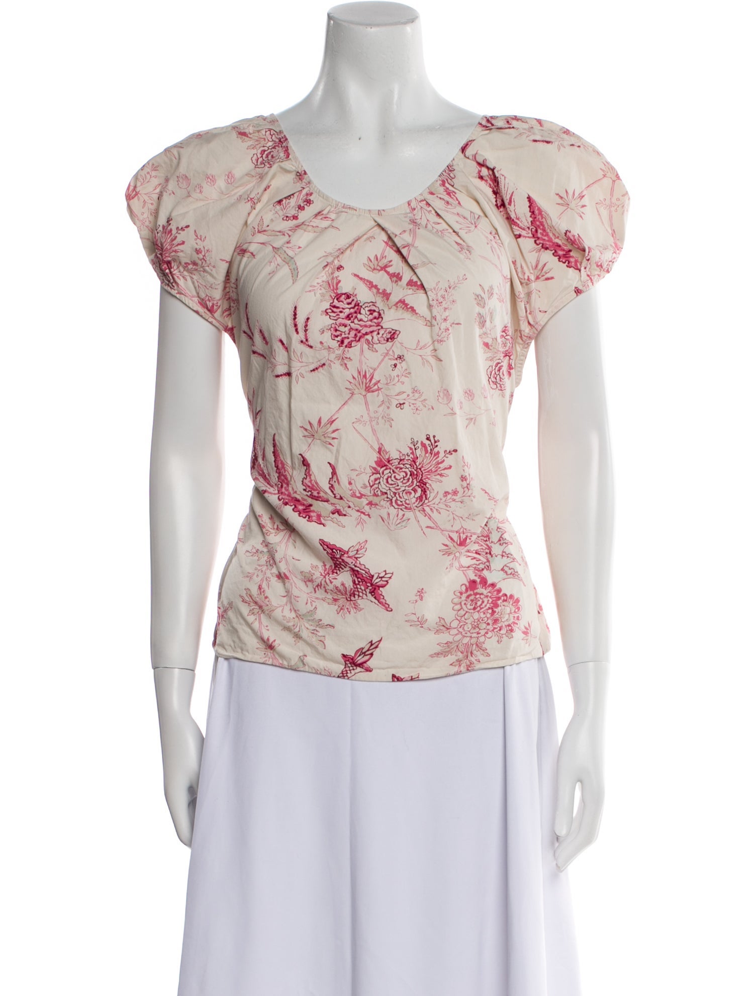 La Vie Rebecca Taylor Floral Print Scoop Neck T-Shirt