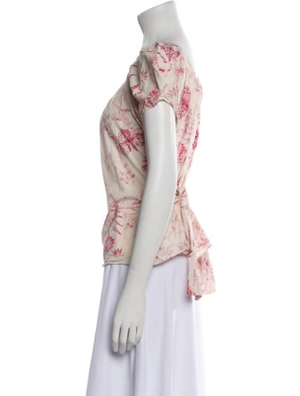 La Vie Rebecca Taylor Floral Print Scoop Neck T-Shirt