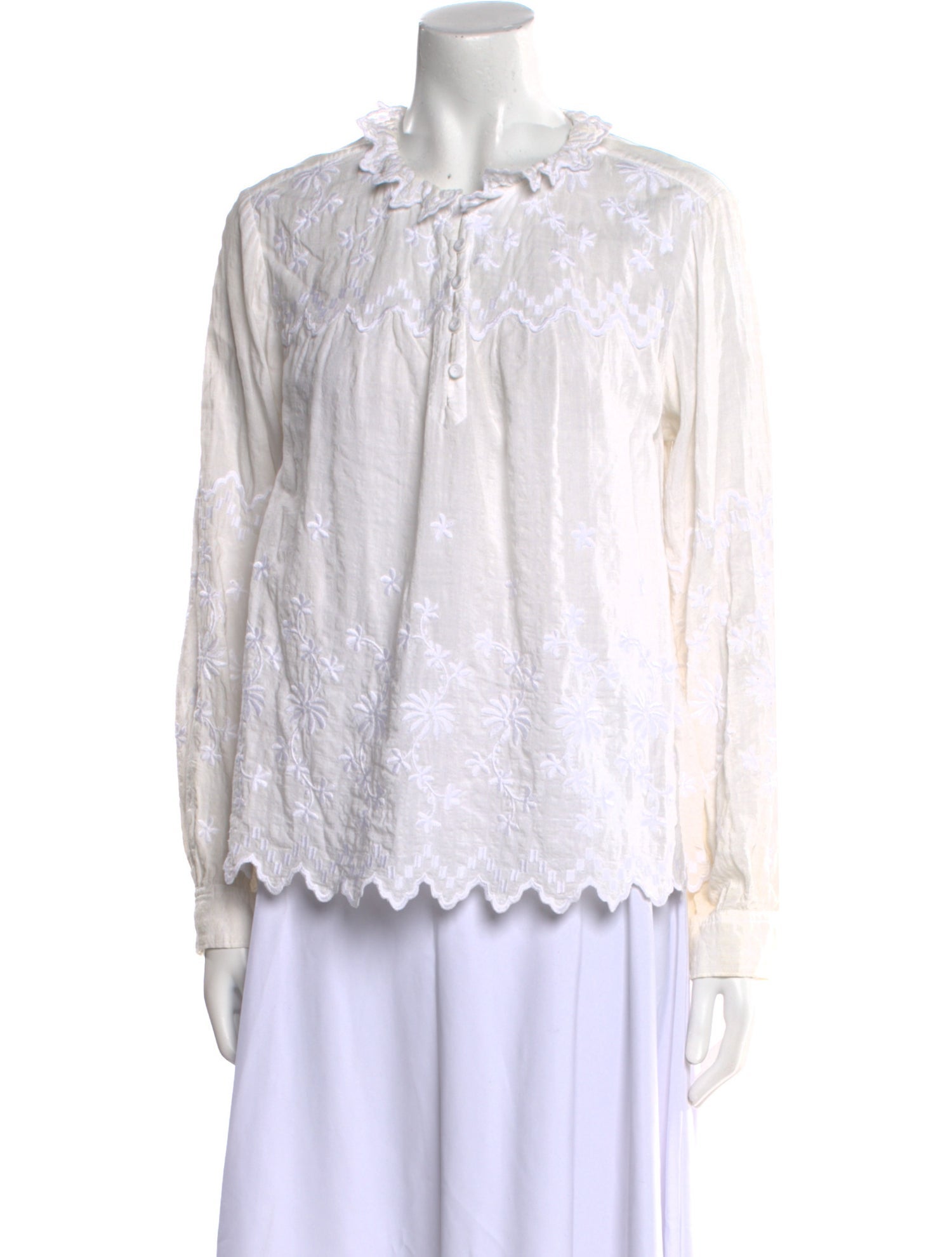 La Vie Rebecca Taylor Mock Neck Long Sleeve Blouse