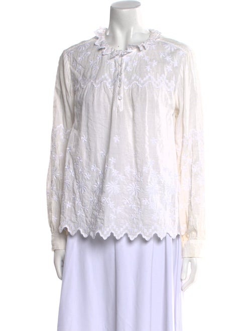 La Vie Rebecca Taylor Mock Neck Long Sleeve Blouse