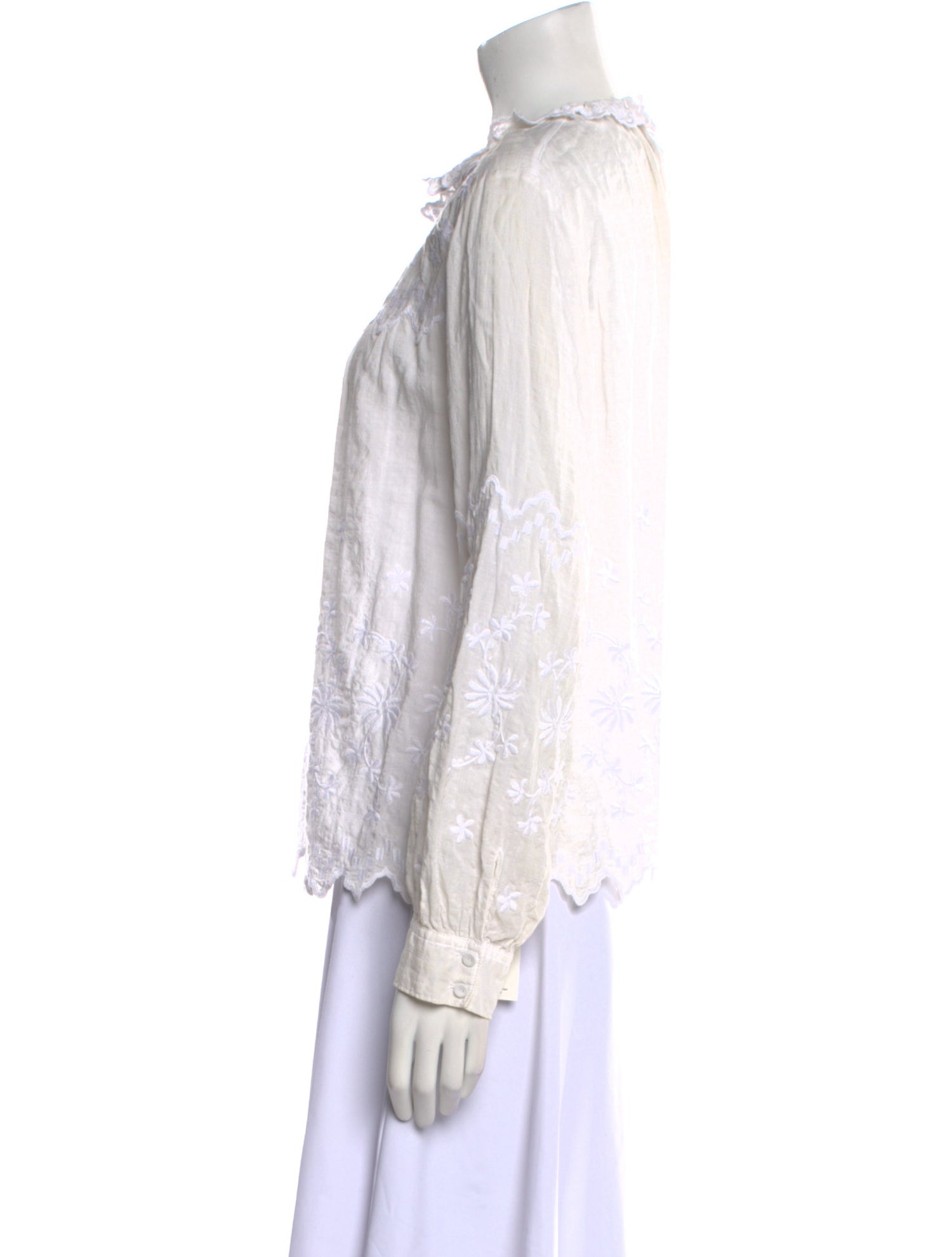 La Vie Rebecca Taylor Mock Neck Long Sleeve Blouse