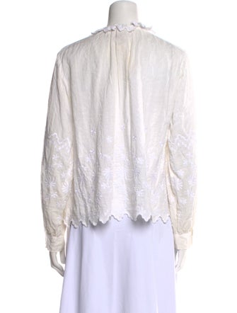 La Vie Rebecca Taylor Mock Neck Long Sleeve Blouse