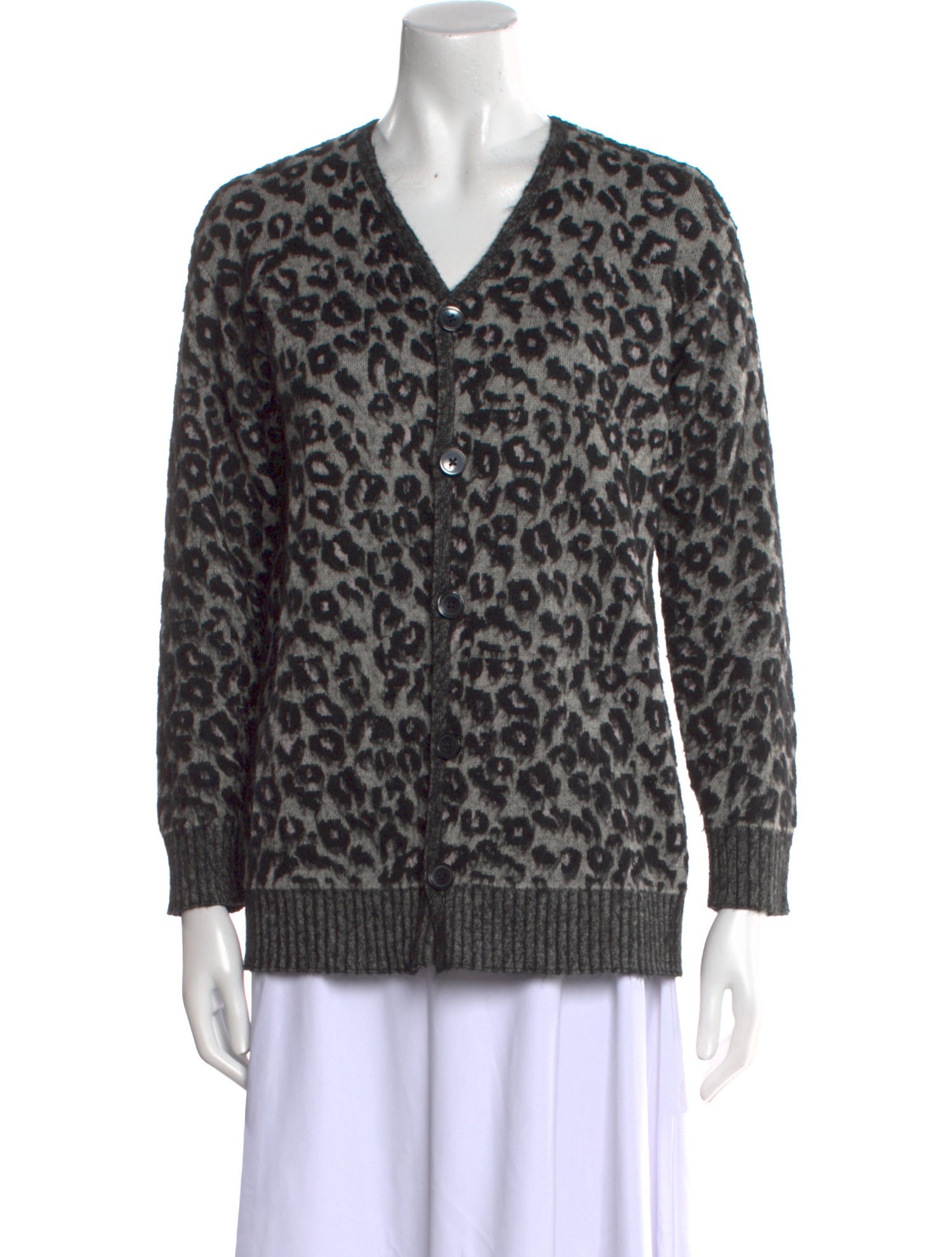 La Vie Rebecca Taylor Animal Print V-Neck Sweater