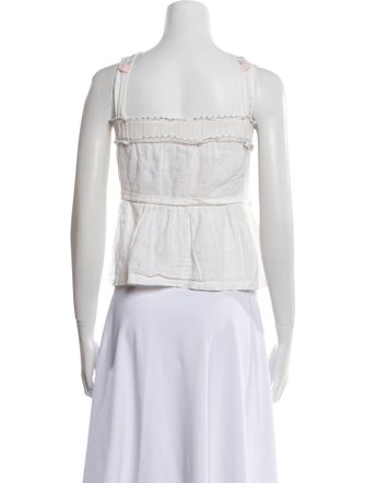 La Vie Rebecca Taylor Linen Square Neckline Crop Top