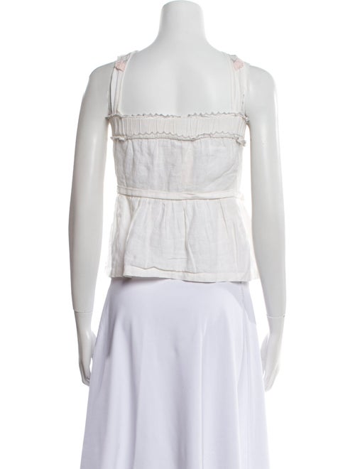 La Vie Rebecca Taylor Linen Square Neckline Crop Top