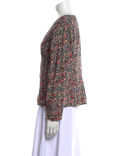 La Vie Rebecca Taylor Floral Print V-Neck Blouse