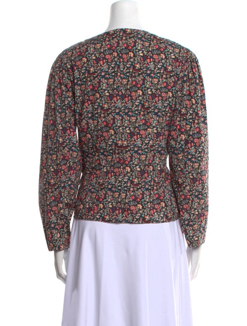 La Vie Rebecca Taylor Floral Print V-Neck Blouse