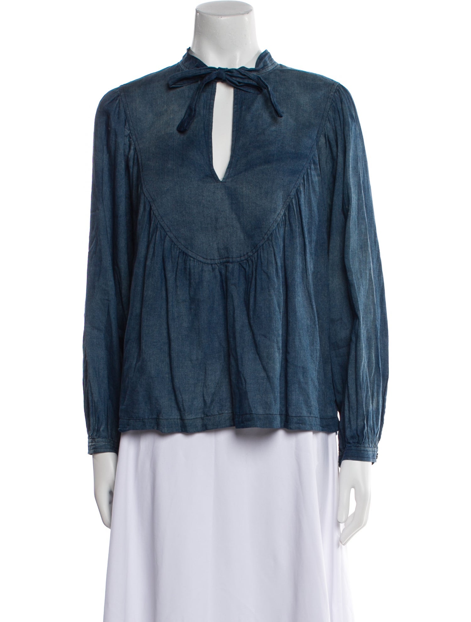 La Vie Rebecca Taylor Tie Neck Long Sleeve Blouse
