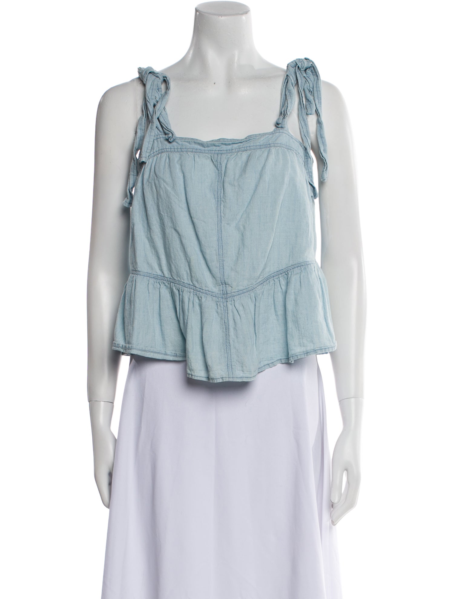 La Vie Rebecca Taylor Square Neckline Sleeveless Crop Top