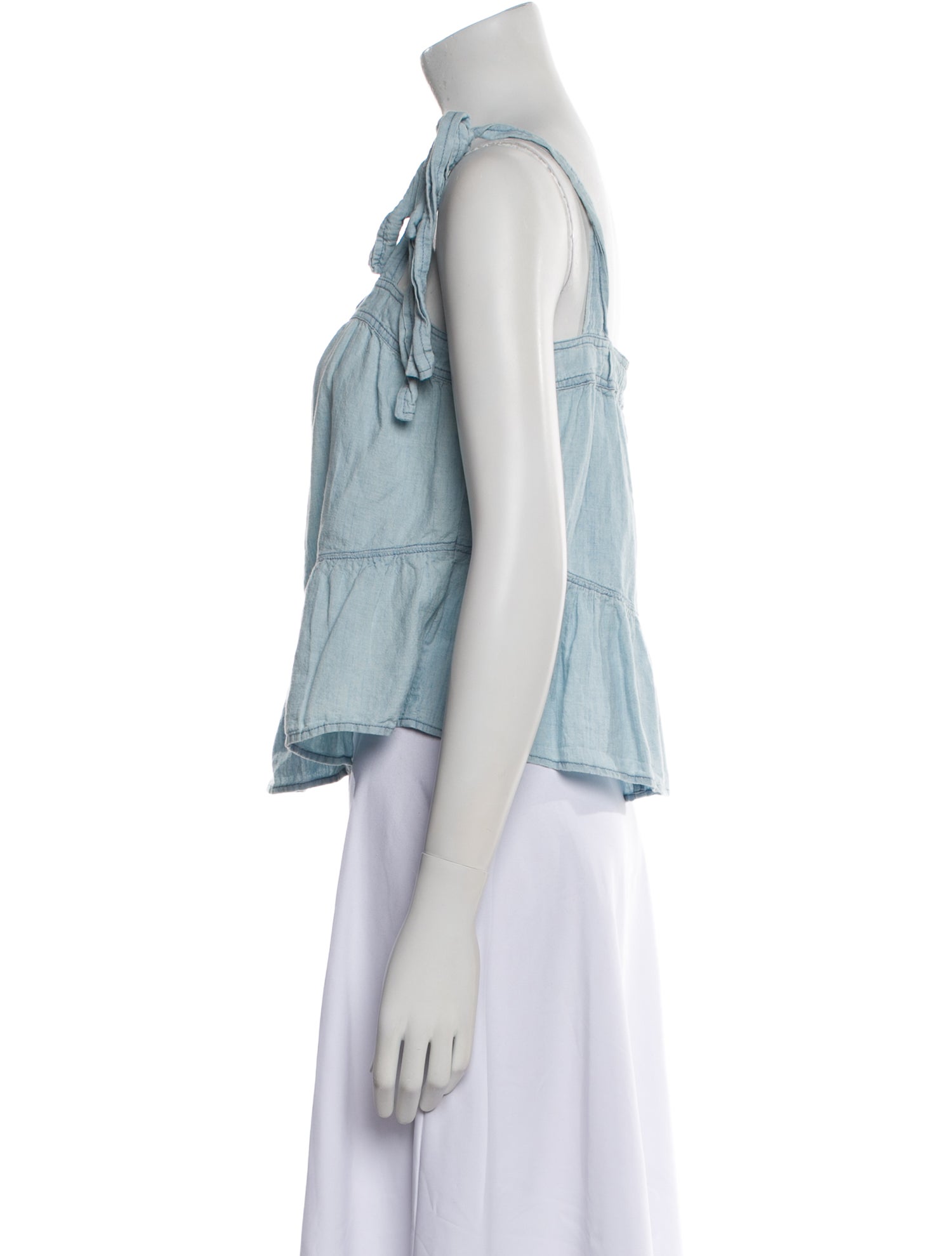 La Vie Rebecca Taylor Square Neckline Sleeveless Crop Top