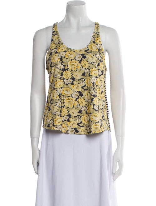 La Vie Rebecca Taylor Floral Print Scoop Neck Top
