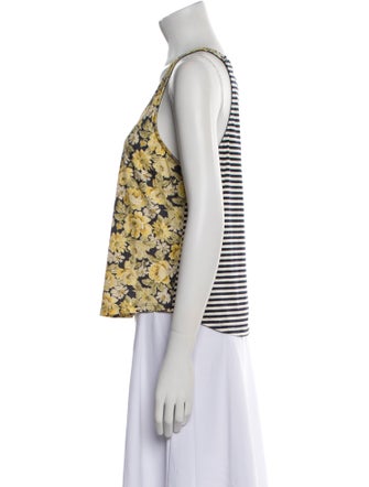 La Vie Rebecca Taylor Floral Print Scoop Neck Top