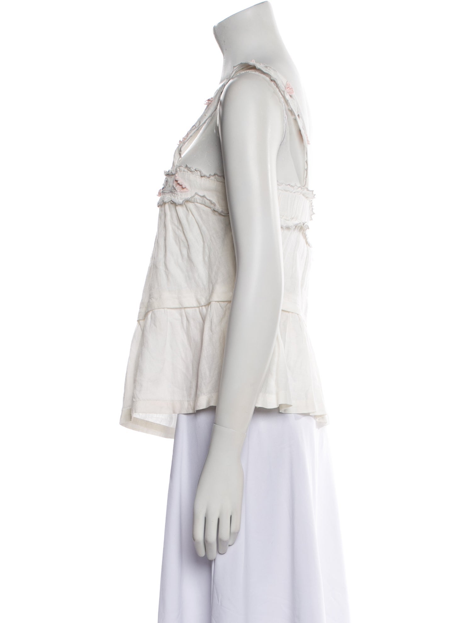 La Vie Rebecca Taylor Linen Square Neckline Crop Top