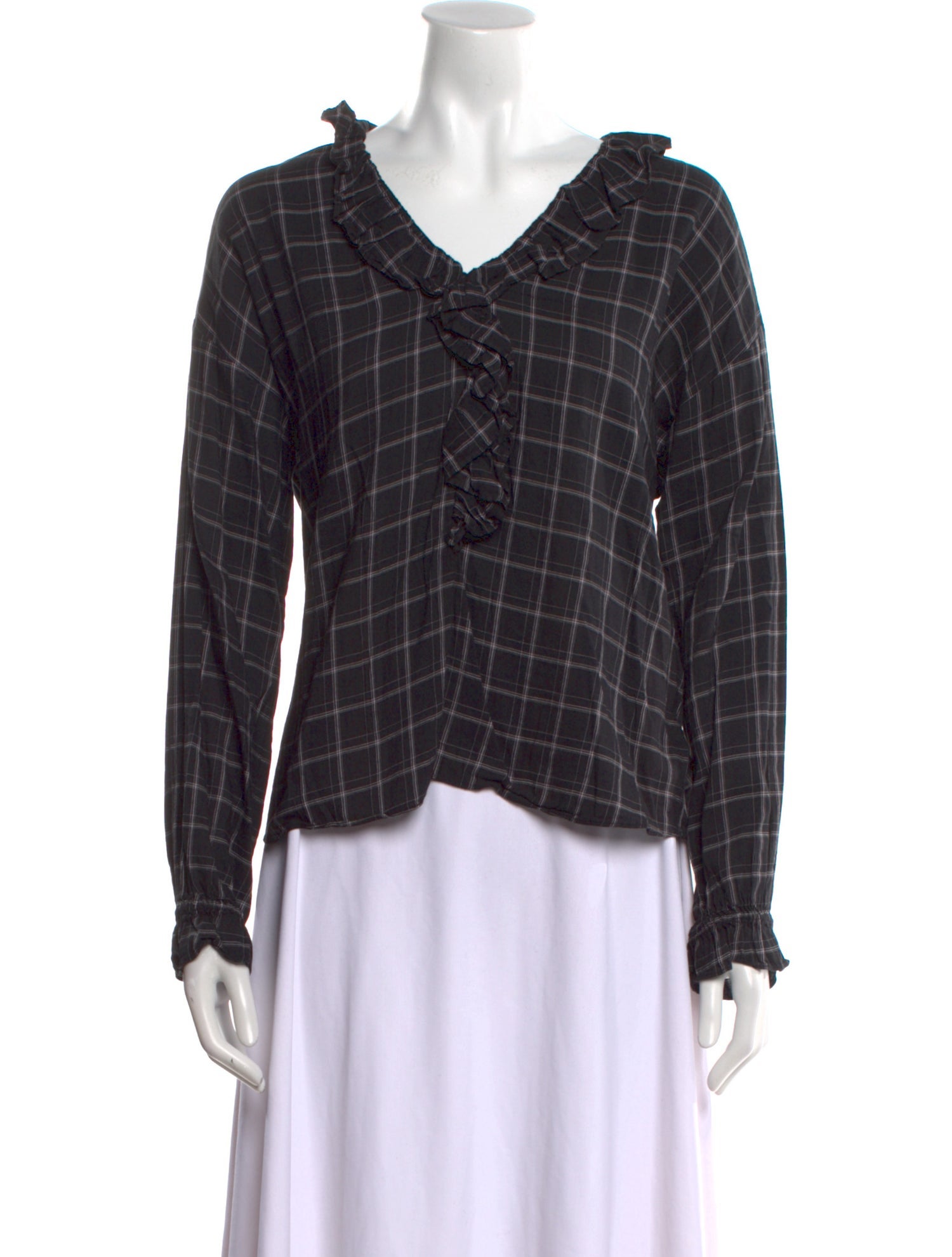 La Vie Rebecca Taylor Plaid Print V-Neck Blouse w/ Tags